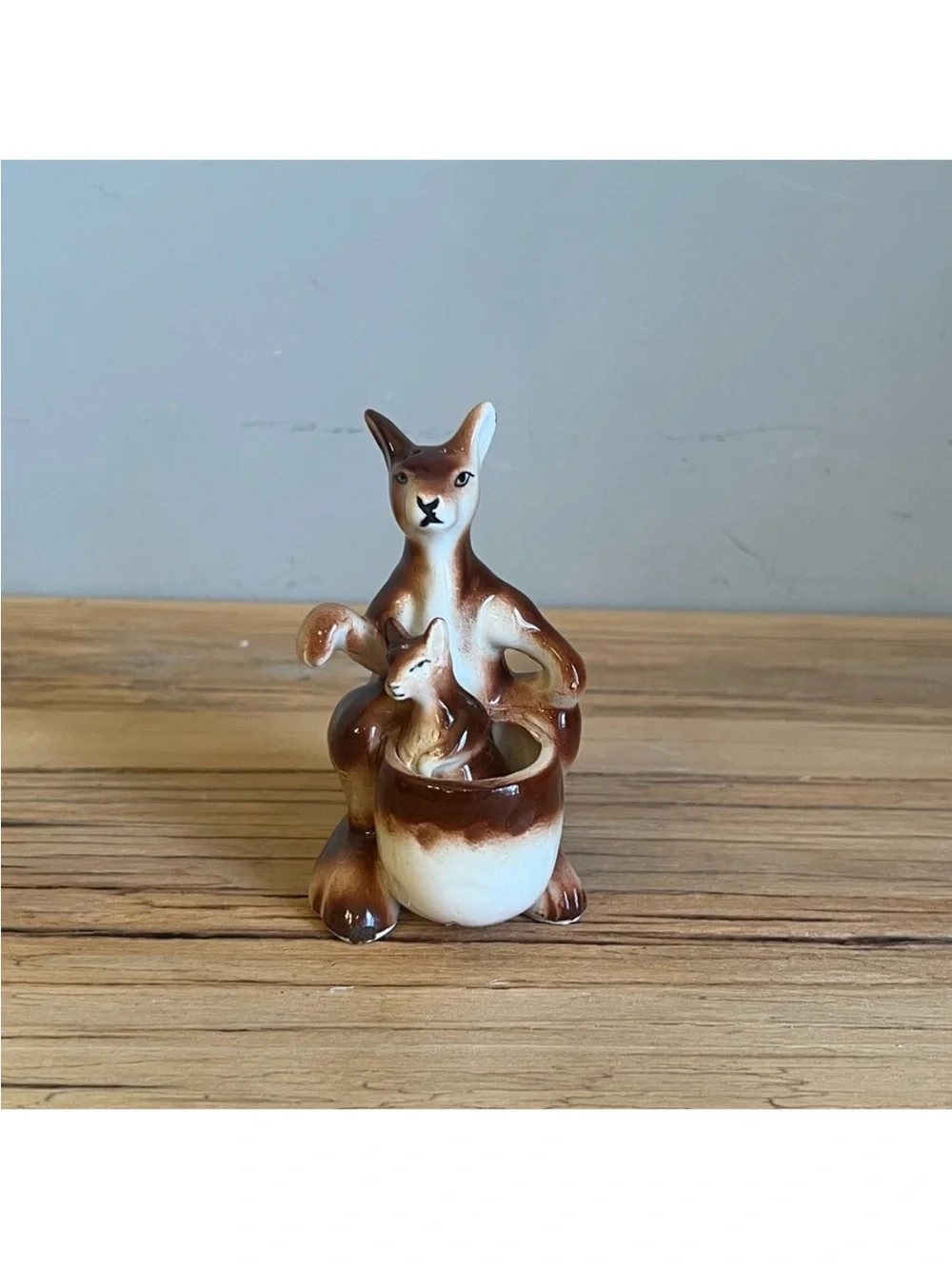 Porcelain kangaroo and joey salt and pepper shaker set-Marked Japan Vintage